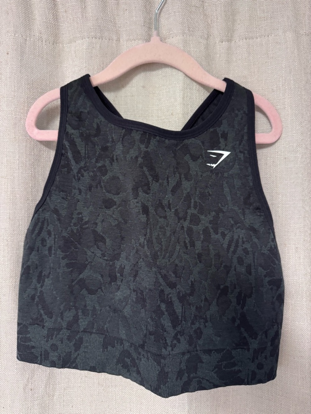 Gymshark Black & Charcoal Patterned Cropped Tank